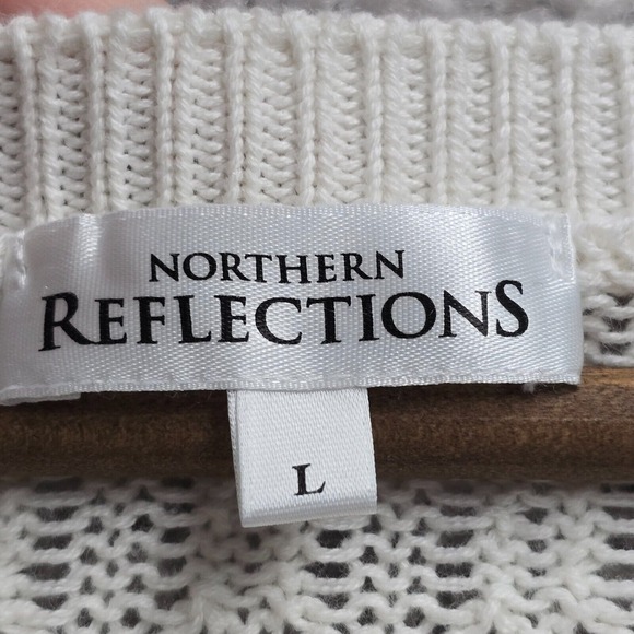 Northern Reflections Shirt Womens Large‎ White Purple Stripes Knit Cottagecore - Picture 4 of 10